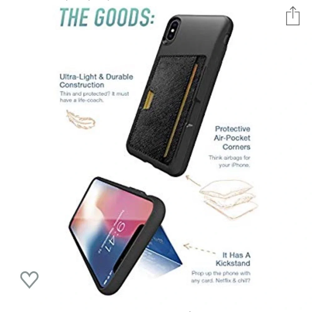 Smartish Silk black credit card case iPhone X/XS